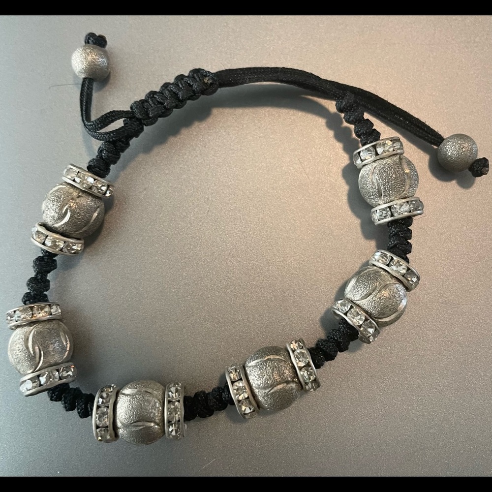 Rope and metal bead bracelet